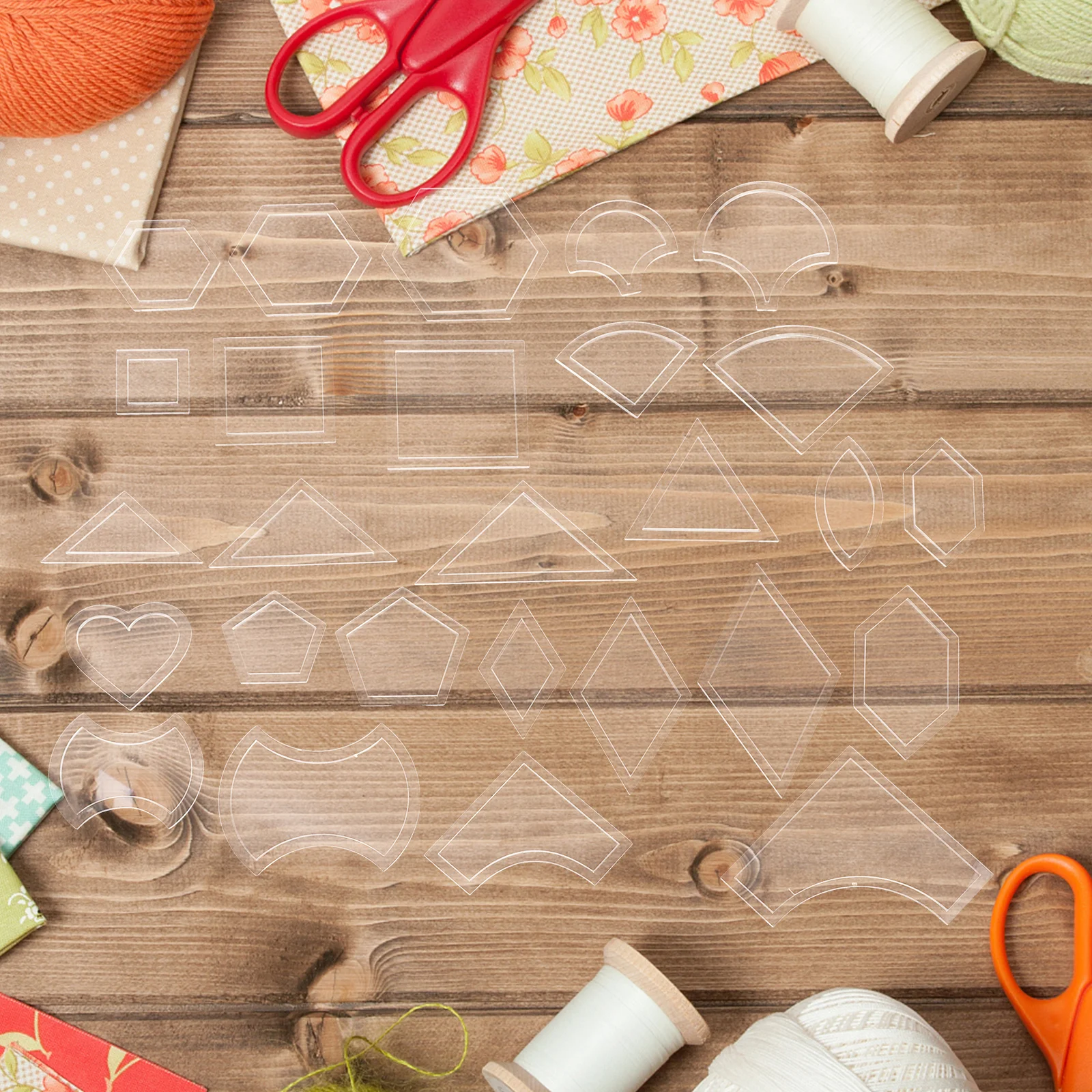 108 قطعة قوالب خليط واضح الاكريليك اللحف حاكم مجموعة DIY بها بنفسك الخياطة اللحف الإستنسل مجموعة قوالب الخياطة الدقيقة #5