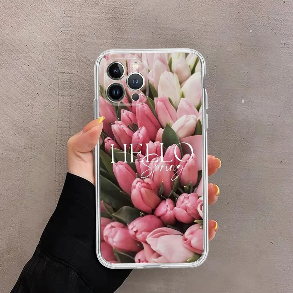 Tulip flower Phone Case For iPhone 15 XR X XS Max 14 13 Pro Max 11 12 Mini 6 7 8 plus SE 2020 Printing Cover