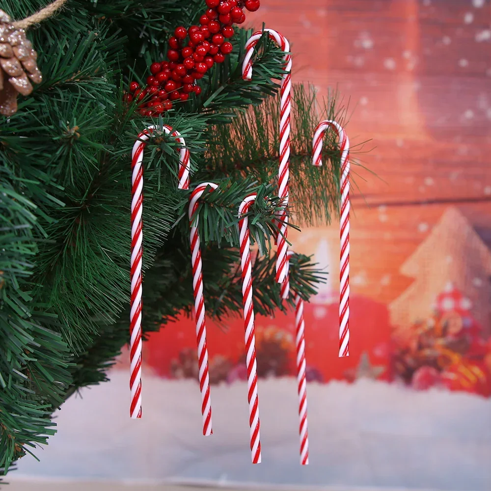 6Pcs Christmas Canes Christmas Tree Decoration 15cm Acrylic Candy Canes New Year Hanging Crutch Pendant Decor Navidad Ornaments