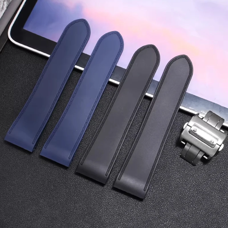 

Мягкий браслет для часов Cartier Santos 100, силиконовый ремешок для часов Santos 100, металлическая застежка, мужской ремешок для часов 23 мм, 25 мм