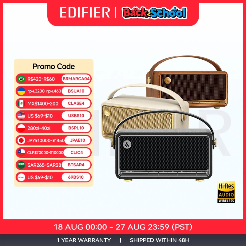 Edifier MP330 Portable Bluetooth Speaker Bluetooth V6.0 Hi-Res Audio USB-C TF Card Inputs Stereo Pairing 40W RMS 19H Playtime