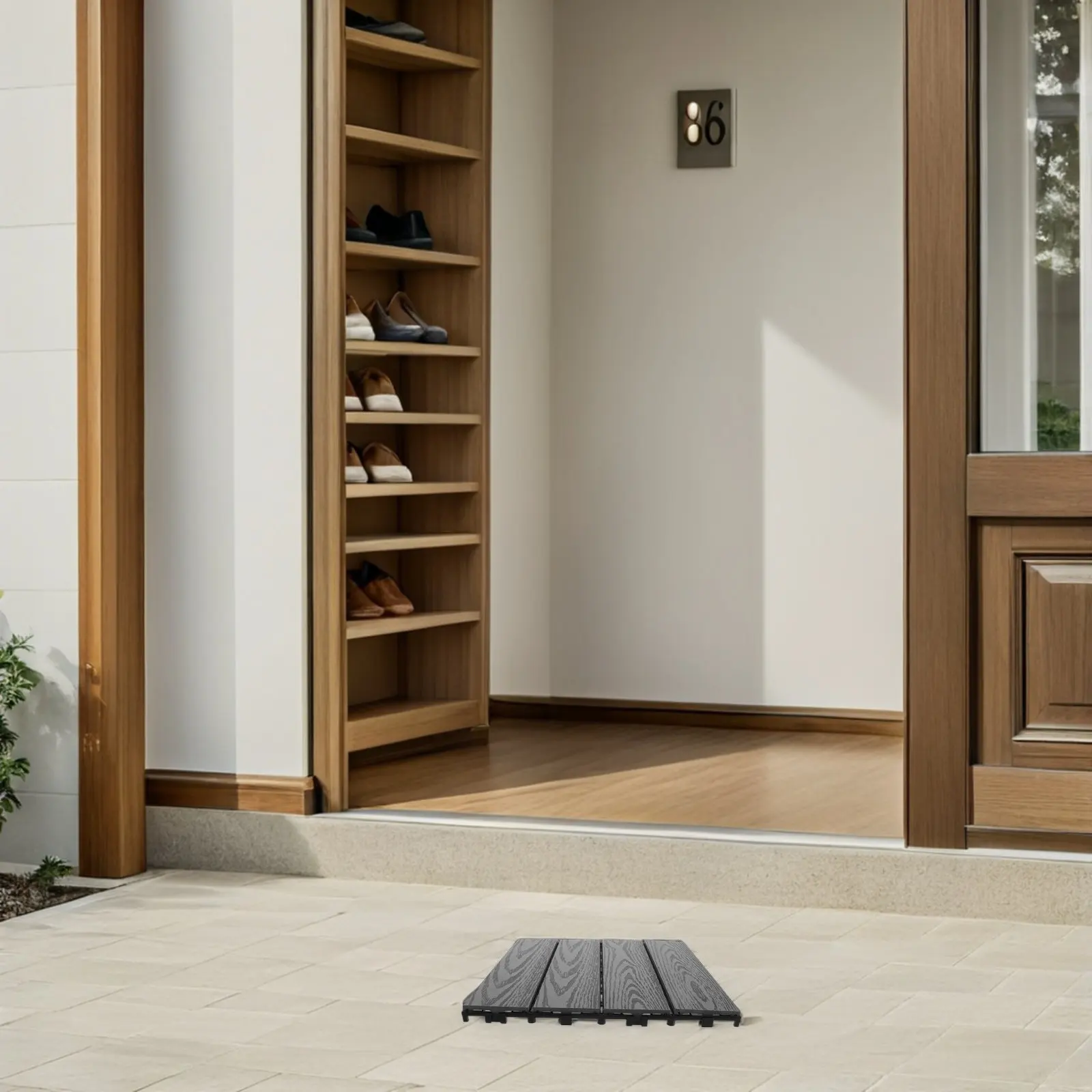 Baldosas de Madera Plástica para Exterior, Interconectables, para Patio, Balcón, Jardín, Piscina, Antideslizantes, Impermeables, Modulares, 30x30cm