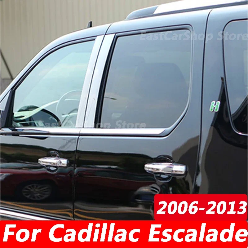 

For Cadillac Escalade 2006-2013 Car Stainless Steel Door Window Middle Pillar Column Trim Decoration Protection Strip Accessorie