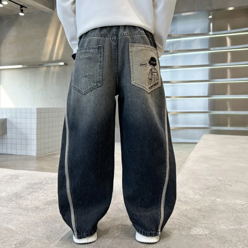 سراويل الأولاد في الربيع والخريف، في منتصف العمر ومتوسطي العمر، جينز للأولاد، وسيم ومتعدد الاستخدامات، سراويل للأولاد، كاجوال