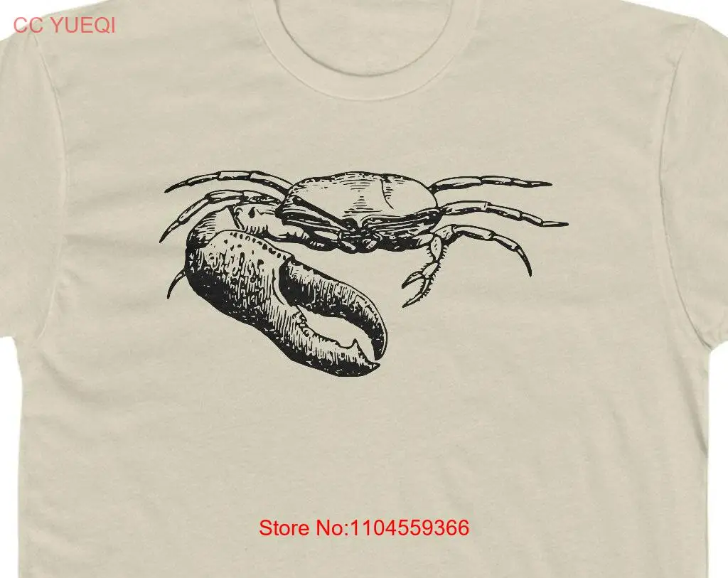 Fiddler Crab T Shirt Line Art Drawing Hand Drawn Men's Cotton Crew long or short sleeves