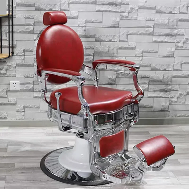 

Hair Salon Beauty Furniture Hairdressing Barbershop Application Reclining Red Vintage Chrome Barber Chairs