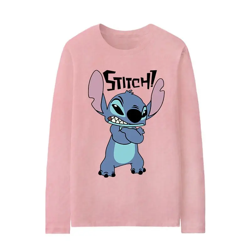 

mezzo piano ガールズ y2k Disney одежда y2kStitch Long Sleeve T-Shirt For Men Autumn Printed Cartoon Couple Matching Tops Casual Tees