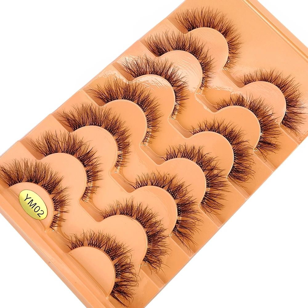 7pairs Mink Eyelashes Invisible Band Lash Extension Natural False Eyelashes Cross Cluster Fairy 3D Faux Big Eye Long Fake Lashes