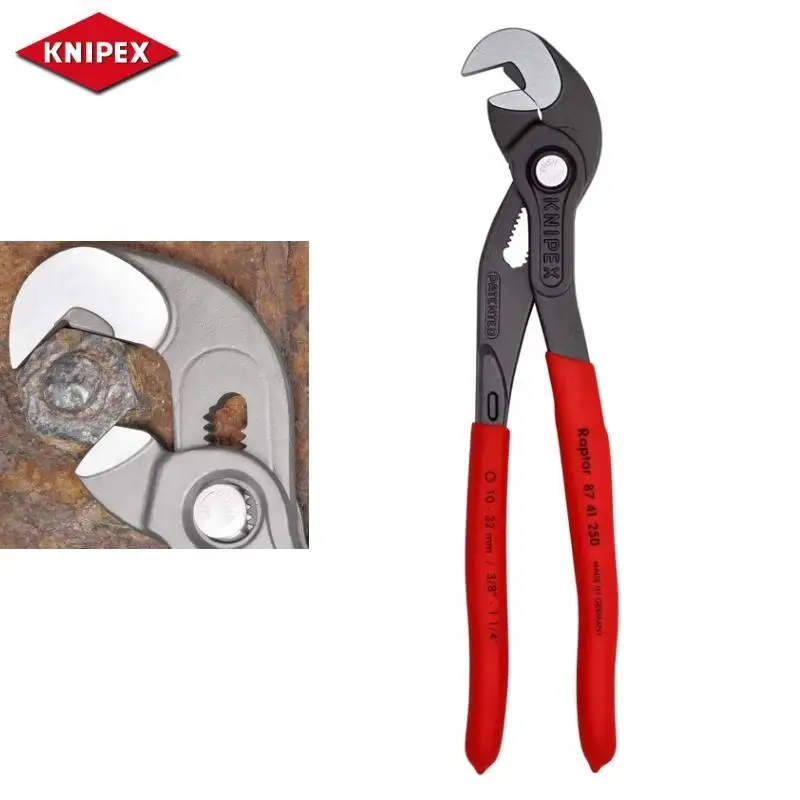 KNIPEX 87 41 250 Raptor Pliers Tool 10 inch Quick Grip Multi-Purpose Sliding Joint Wrench RAP German Hand Tools