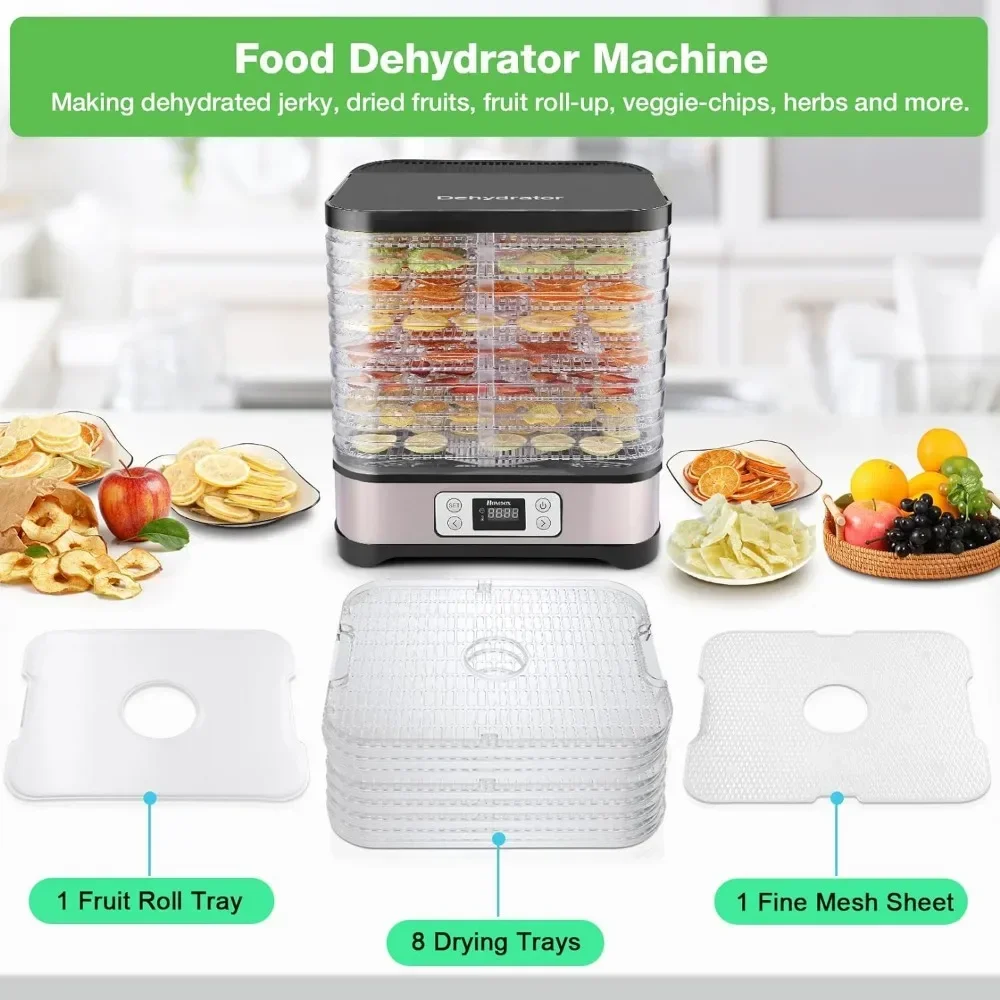 L # Food Dehydrator, Trays Dehydrator For Food And Jerky With 72H Timer And Temperature Control, 400W Dehydrator