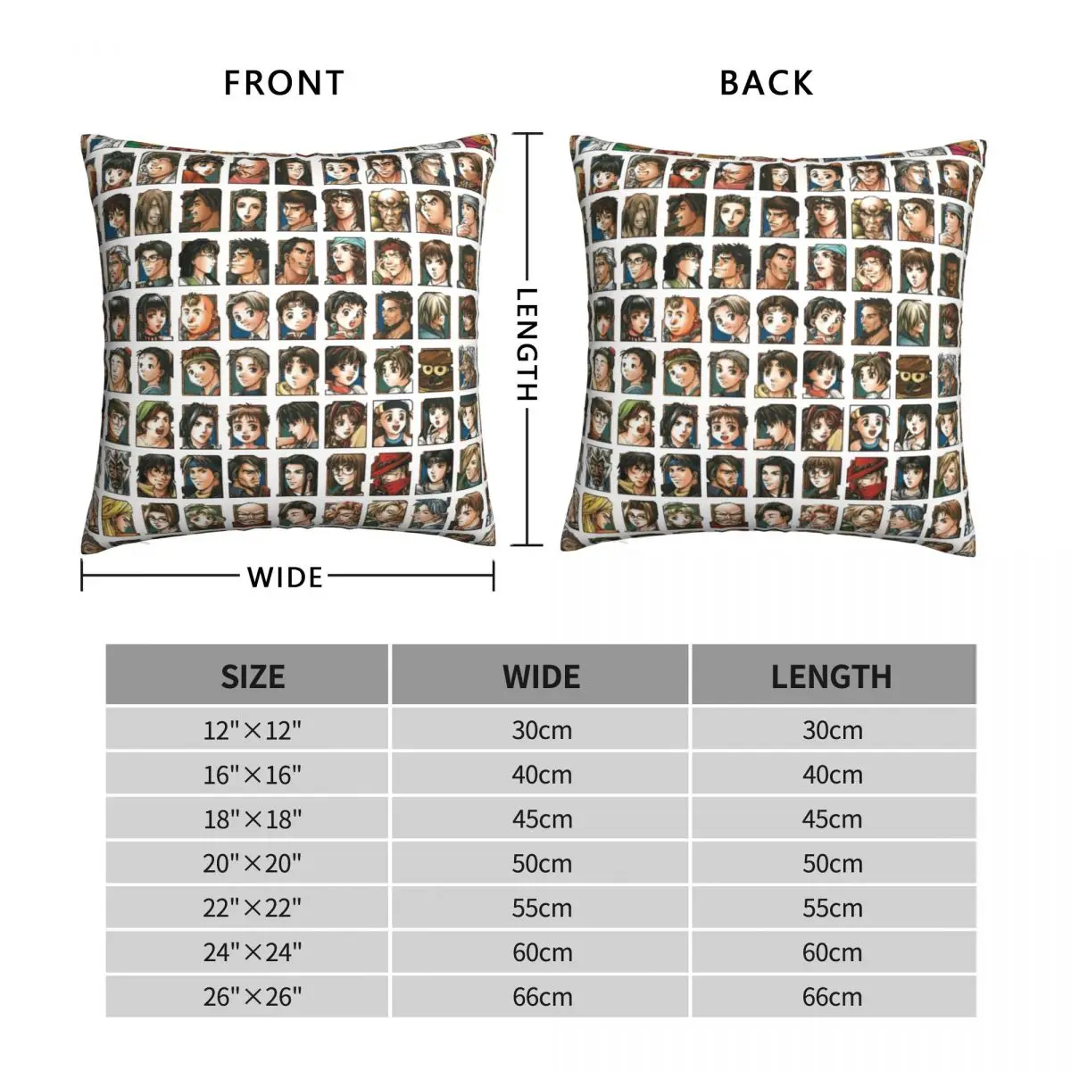 Suikoden 2 Cast Square Pillowcase Polyester Linen Velvet Creative Zip Decor Pillow Case Sofa Cushion Cover Wholesale 18