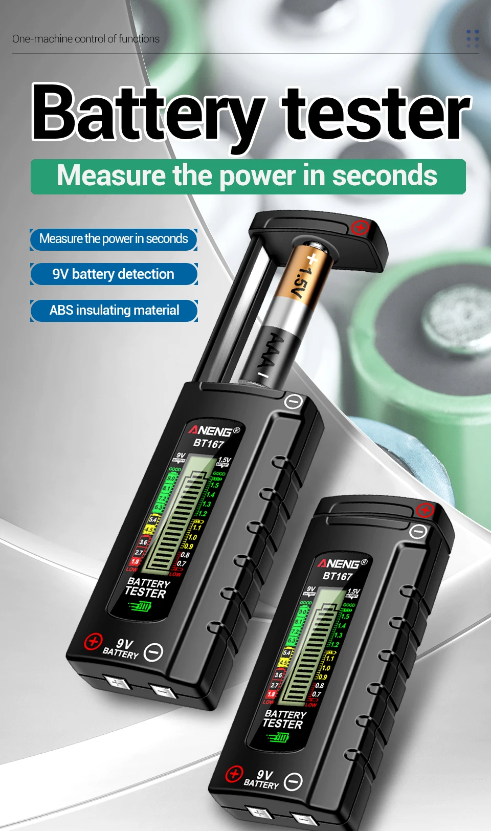 Batterietester ANENG BT167 Detektor Multifunktionale Messung der Batteriestand schnell ABS-Kunststoff Präzise Messungen Tester Werkzeuge – Detail 1