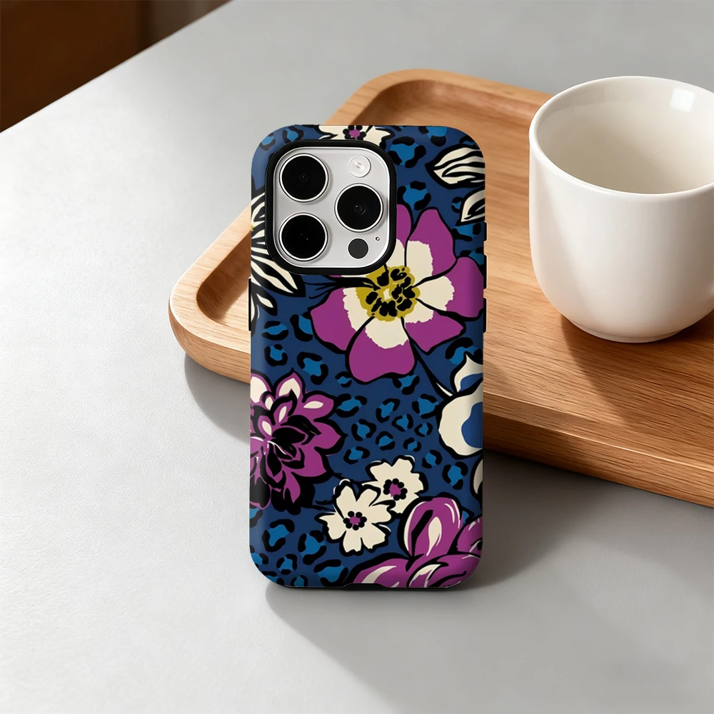 الأزهار ليوبارد IPhone17 يجب أن يكون لديهم جراب هاتف آيفون 17 16 15 14 13 12 برو ماكس زائد طبقة مزدوجة الغطاء الخلفي INS