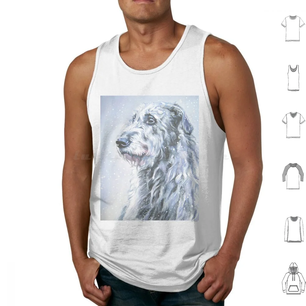 Irish Wolfhound Fine Art Painting Tank Tops Print Cotton Irish Wolfhound Sighthound Fine Art Painting Realistic Wolfhound
