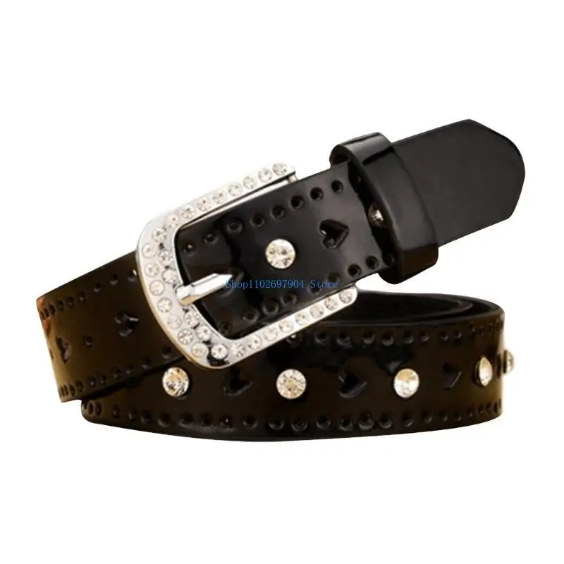 

N7YF Cowgirl Shining Crystal Buckle Vintage Waist Ceinture Shimmering Belt Exquisite Impressive Cowboy
