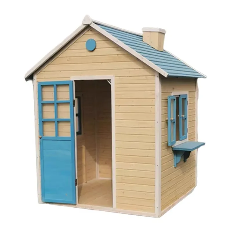 

Outdoor Wooden Playhouse Toddler Wooden Playhouse Plastic Playground Slide Children's Playground