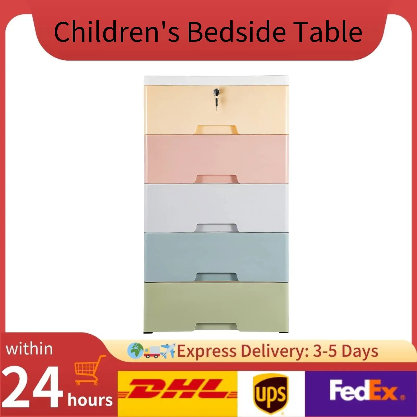 

5 Layers Children's Bedside Table PP Storage Bin Stackable Vertical Clothes Storage Tower Small Chest Closet for Home Bedroom