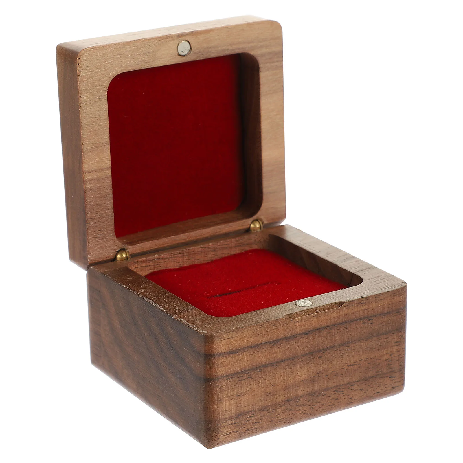 

Walnut Velvet Wooden Box Sponge -Lid Romantic Jewelry Organizer for Proposal Wedding Anniversary