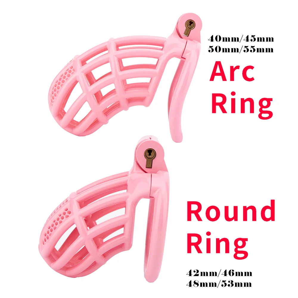 5 Sizes Honeycomb Pink Sissy Male Chastity Cage 3D Print Lightweight Penis Cock Cage Lock With 4 Base Ring BDSM Sex Toys For Men