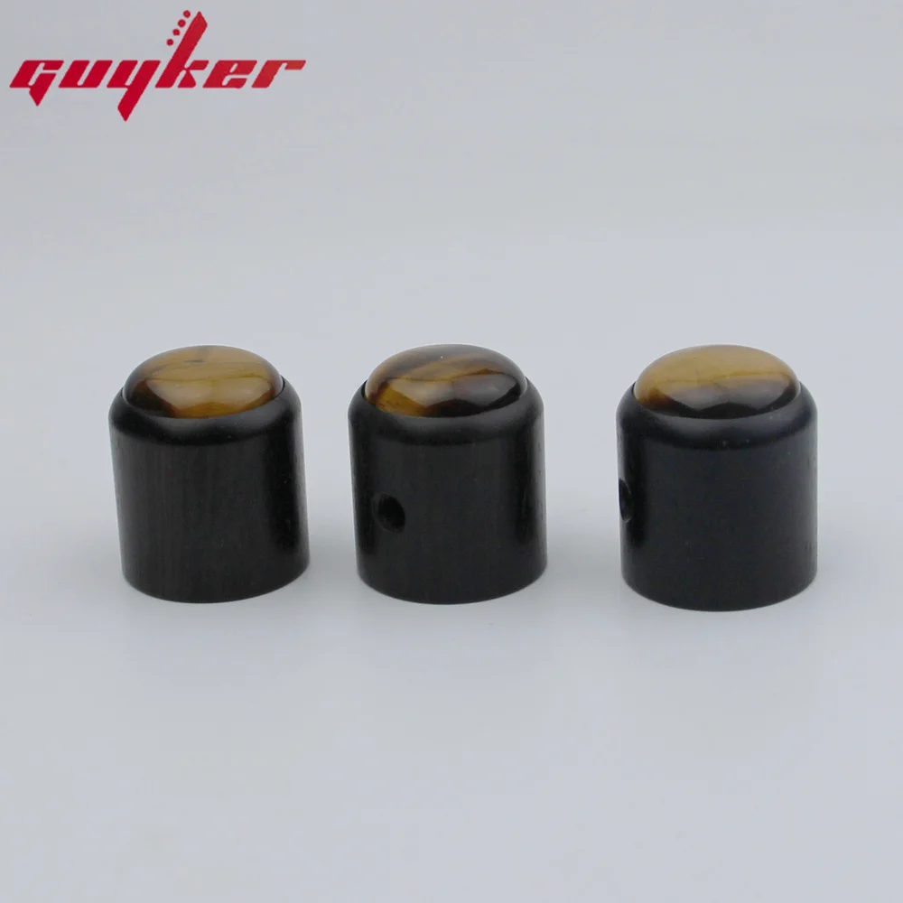 Electric Guitar Bass Ebony Potentiometer Knob Hat Type Natural Tiger-eye Stone Surface