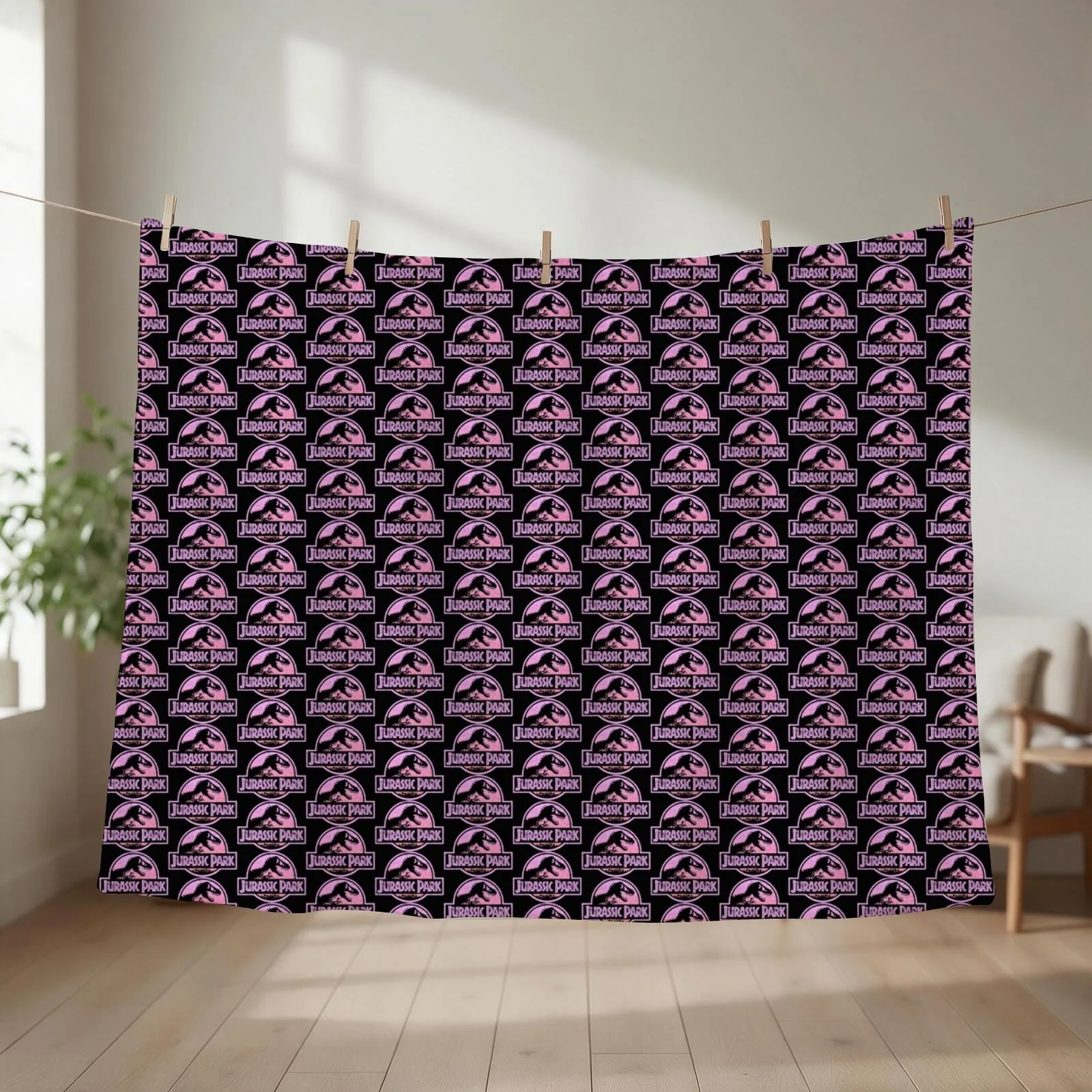 Jurassics Park Blue & Purple Fossil Logo Graphic Throw Blanket Tourist Sleeping Bag blankets ands Furrys Blankets