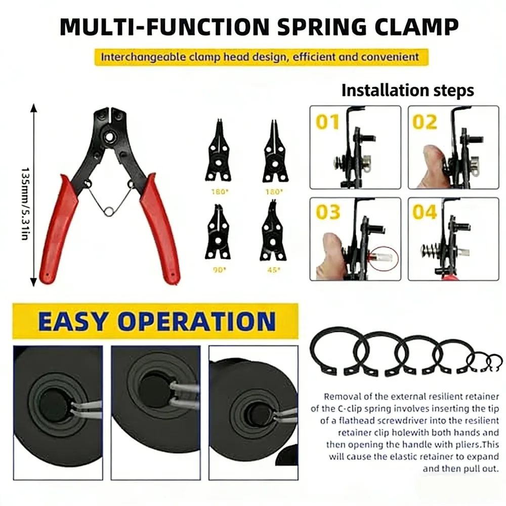 260Pcs Black C-Clip E-Clip Retaining Ring Assortment 12 Sizes 4‑30mm with Snap Ring Pliers for Shaft Hole Mechanical Repair view 4