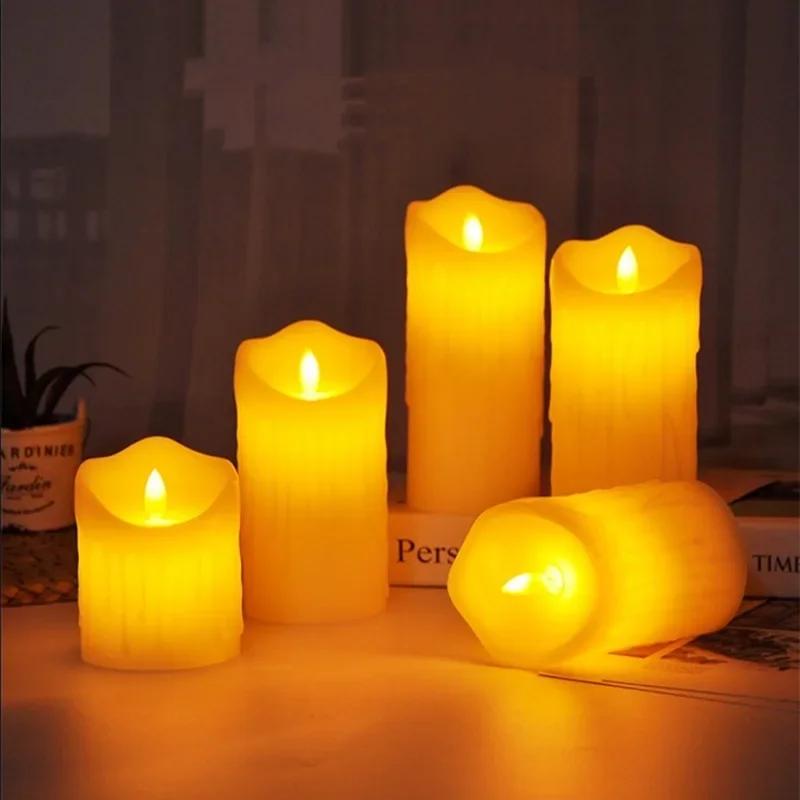 Decoração de natal sem chama led elétrica cintilação chá luz velas led bateria energia velas agitando balanço vela luz