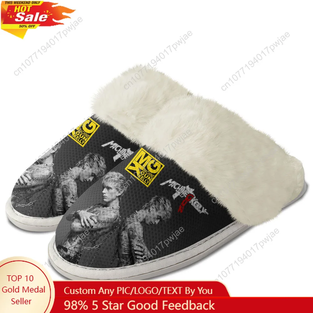 

M-Machine Gun K-Kelly MGK Plush Slippers Keep Warm Shoes Mens Womens Home Cotton Bedroom Lightweight Warm Slipper Custom Shoes
