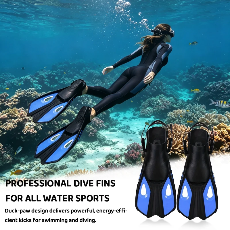

Adjustable Short Diving Fins for Adults - Anti-Slip Lightweight, Durable PP+TPR Flippers for Snorkeling & Swimming Training