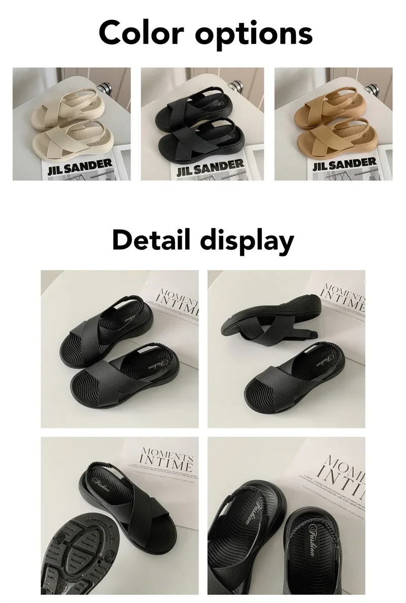 Damen-Sandalen mit Dicker Sohle 2026 Sommer Neue Modische Weichsohlige Strandpantoffeln Atmungsaktive Rutschfeste Modische Sandalen für Frauen – Detail 3
