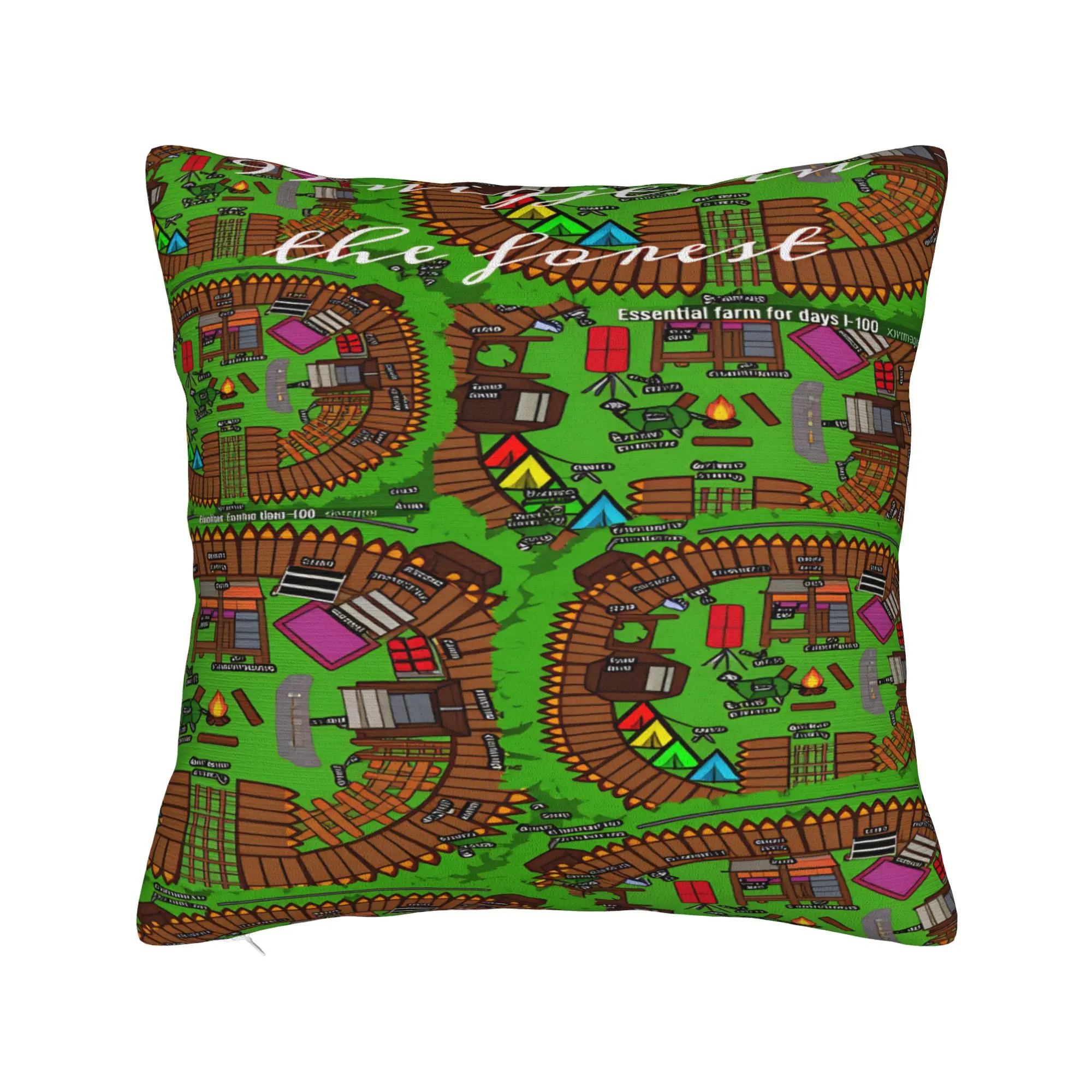 Pillow Cover 99 Nights in The Forest Game Map Printed  Retro Trendy Pillow Case For Sofa Home Decoration Pillowcases