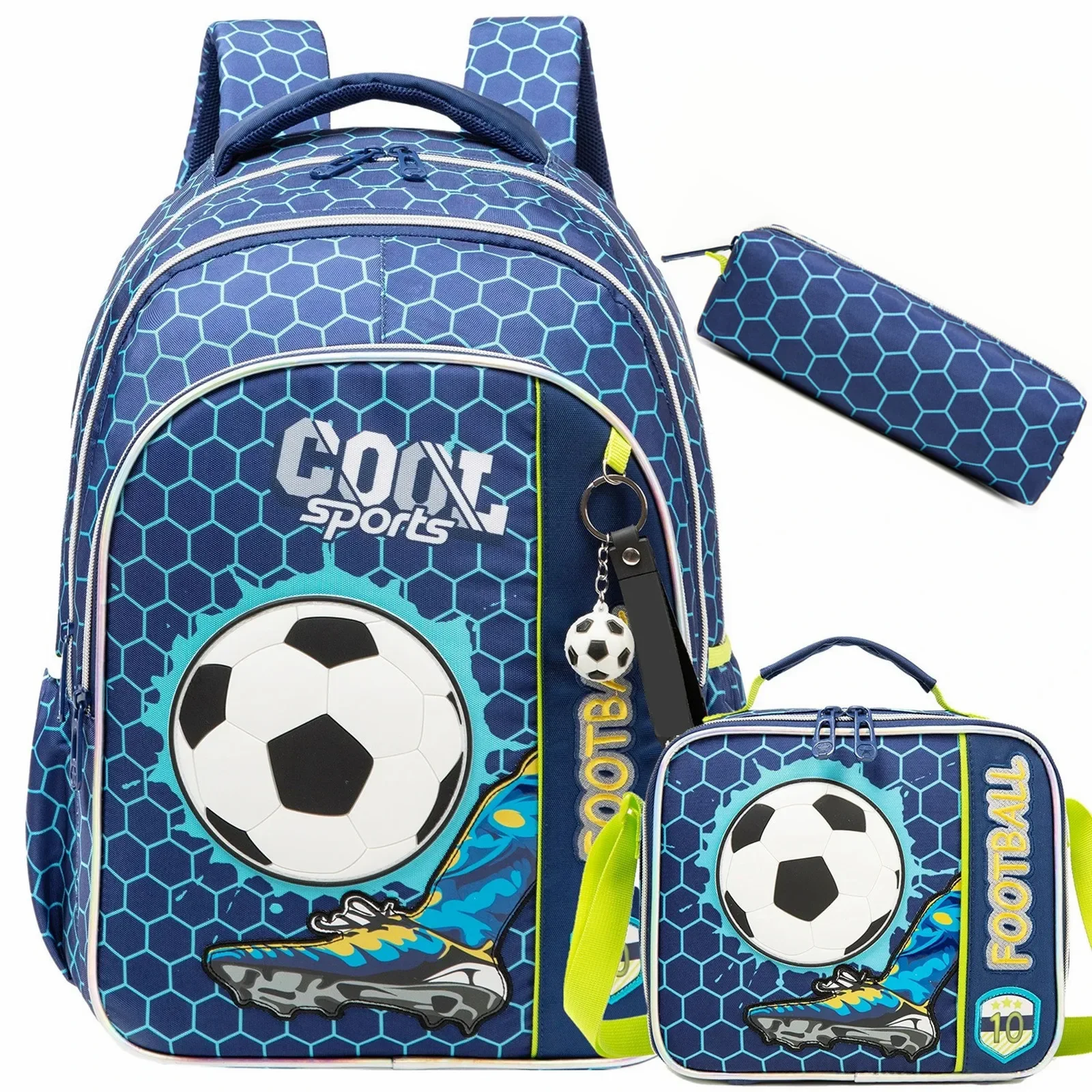 3PCS School Backpack for Boys Durable Elementary Student Backpack Large Capacity Bookbag Lightweight Mochila Back to School Bag