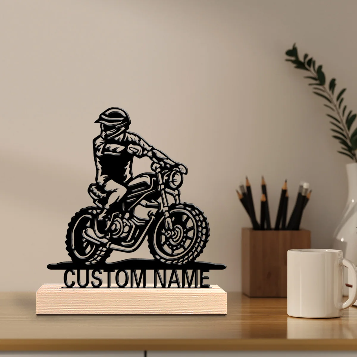 1pc Cute Personalized Custom motorcycle Wooden Base Tabletop Game For Strategists Unique Gift For Gamers Retro Office Decor Hal view 3