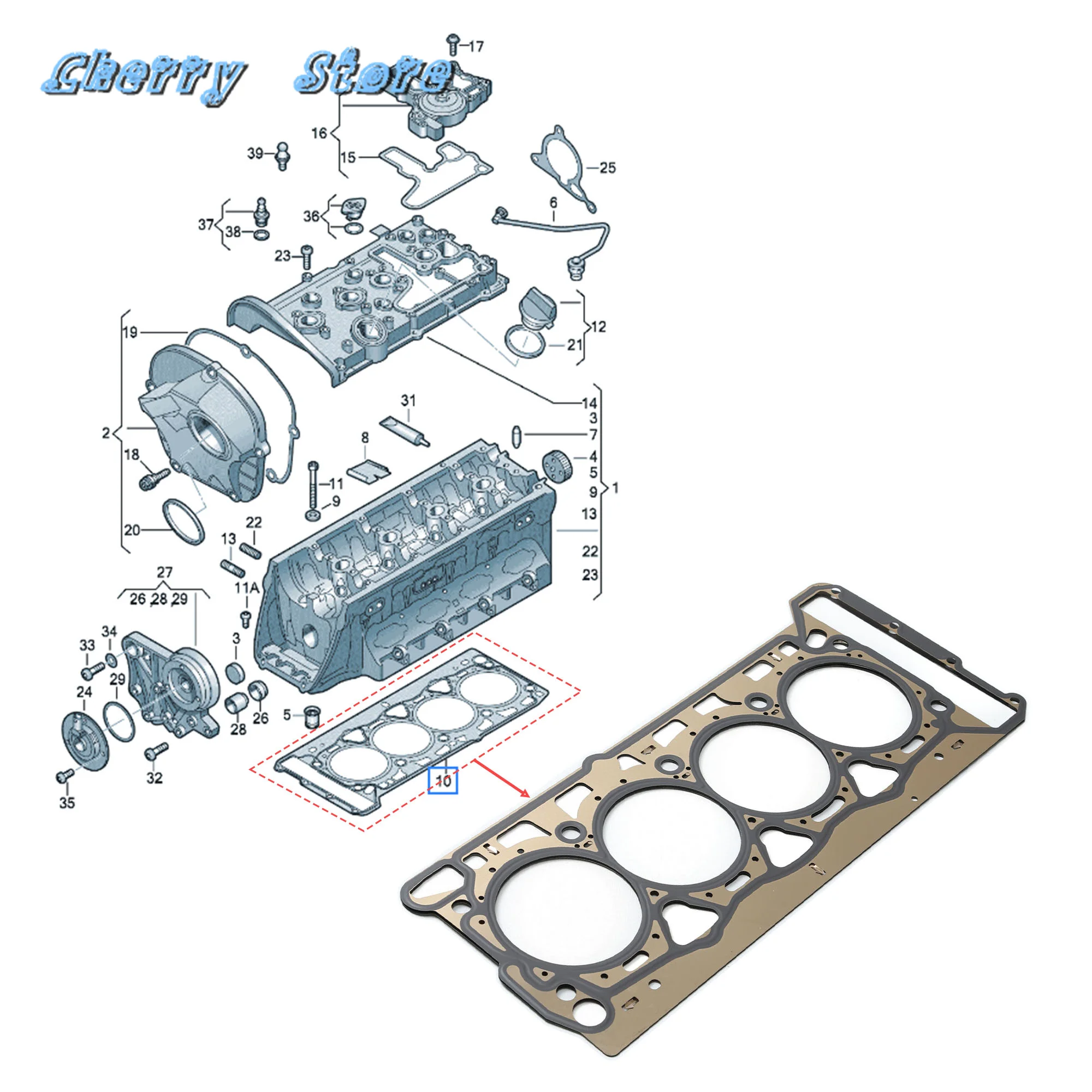 

Multilayer Steel Engine Cylinder Head Gasket For VW Golf Jetta Passat Audi A4 A6 Skoda Seat 1.8/2.0 T 354.501 06J103383B