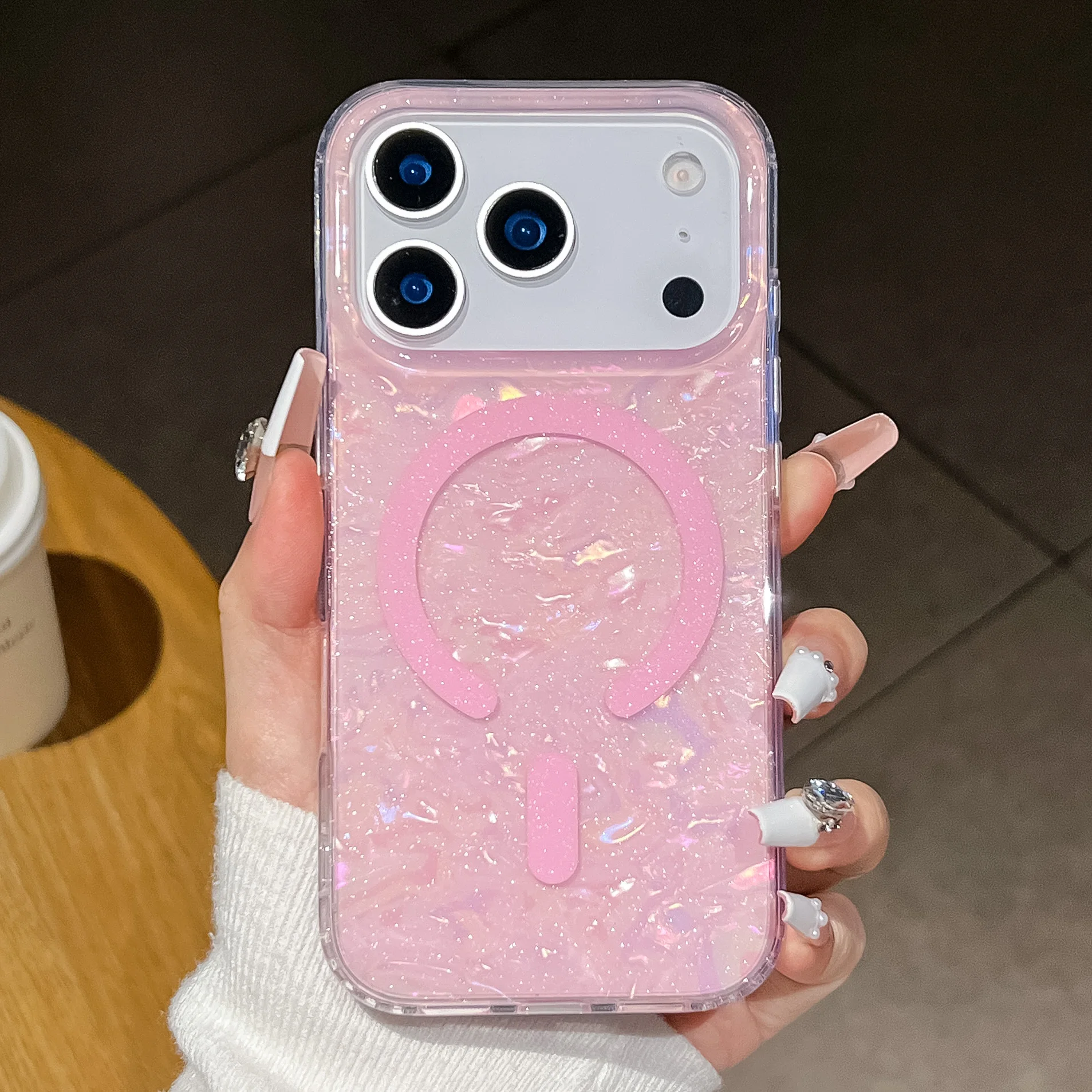 เคสแม่เหล็กเลเซอร์สำหรับ Magsafe สำหรับ iPhone 17 Air 16 15 14 13 12 11 Pro Max Plus ป้องกันการกระแทก ผิวด้าน รองรับการชาร์จไร้สาย