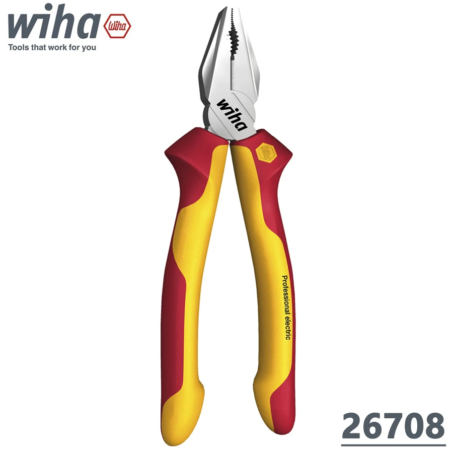 

WIHA 26708 1000V VDE 180mm Insulated Combination Pliers for Gripping and Cutting Soft and Hard Wires&Cables Wire Cutters