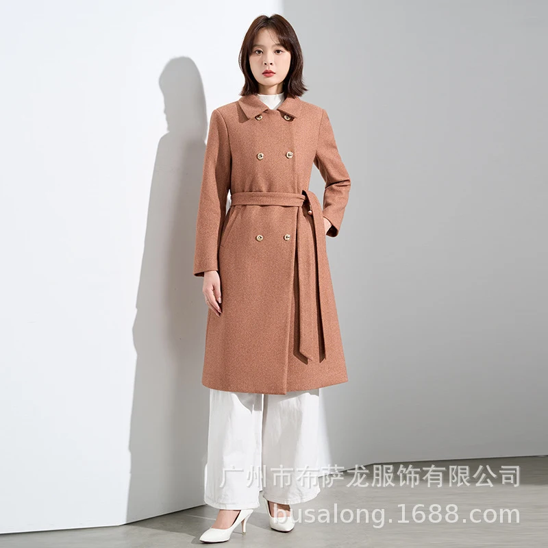 2025New women's blazer coat, Korean style professional mid-length blazer with a suit collar, trench coat, workwear8743.