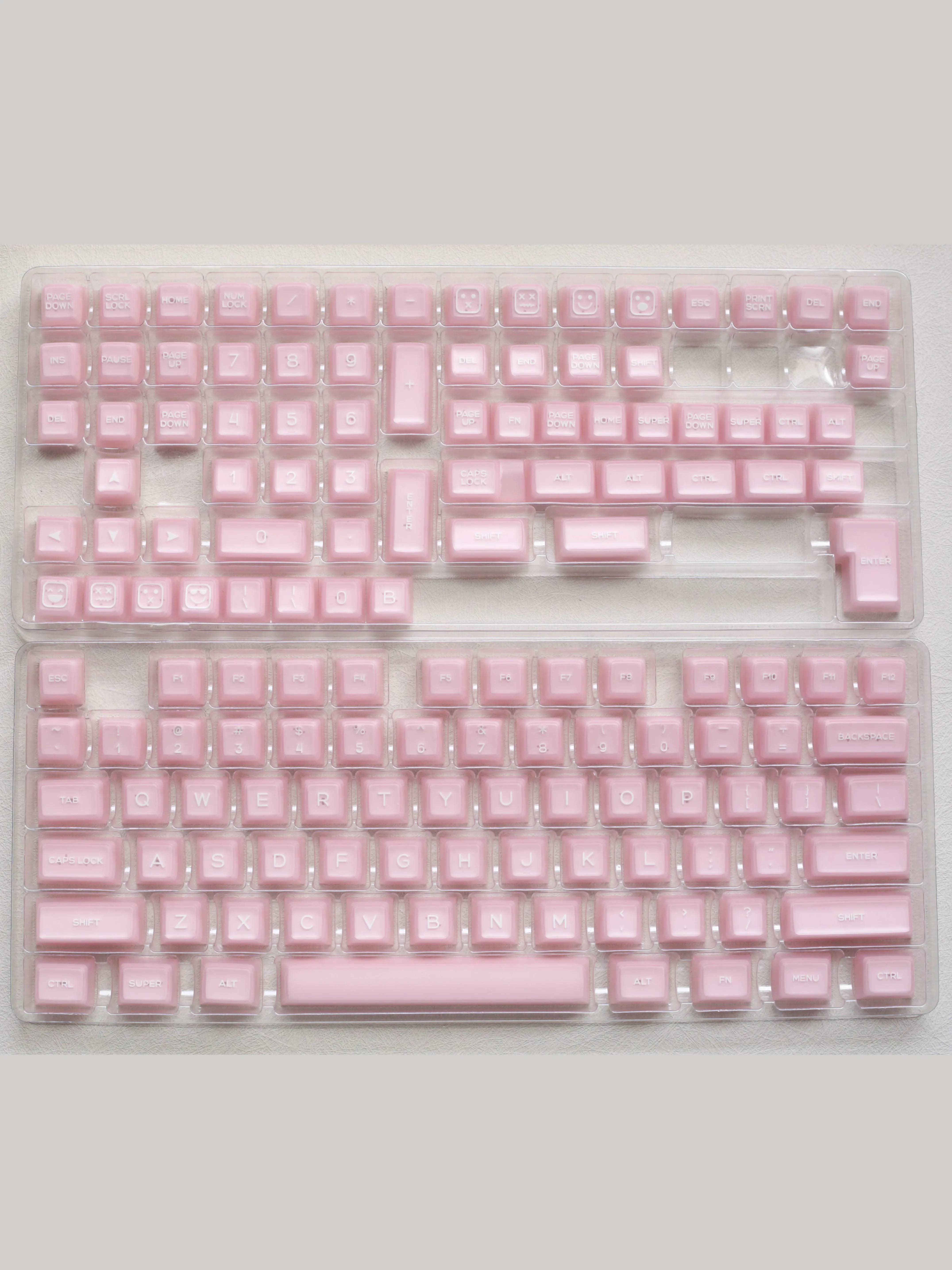 Two-color keycaps sa height semi-transparent peach blossom jade powder transparent 142-key two-color injection molding keycaps n