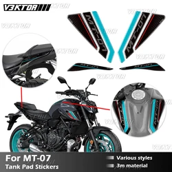 For MT07 Fuel Tank Stickers 3D Decals Waterproof For MT-07 MT07 MT 07 2021 2022 2023 2024