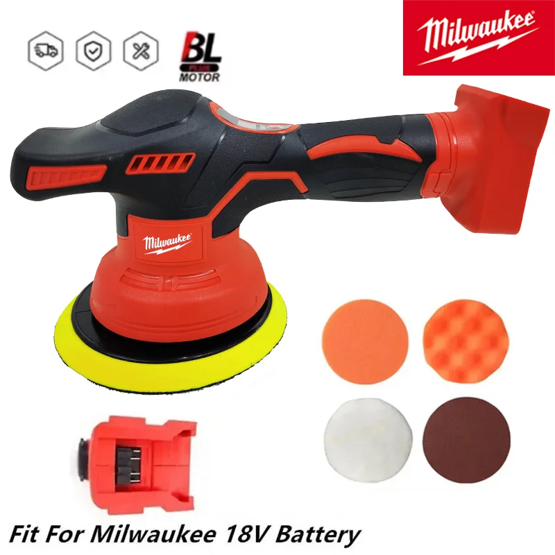 Milwaukee draadloze autobufferpolijstmachine voor Milwaukee 18V batterij met 8 variabele snelheden tot 5000 RPM voor autodetaillering waxen