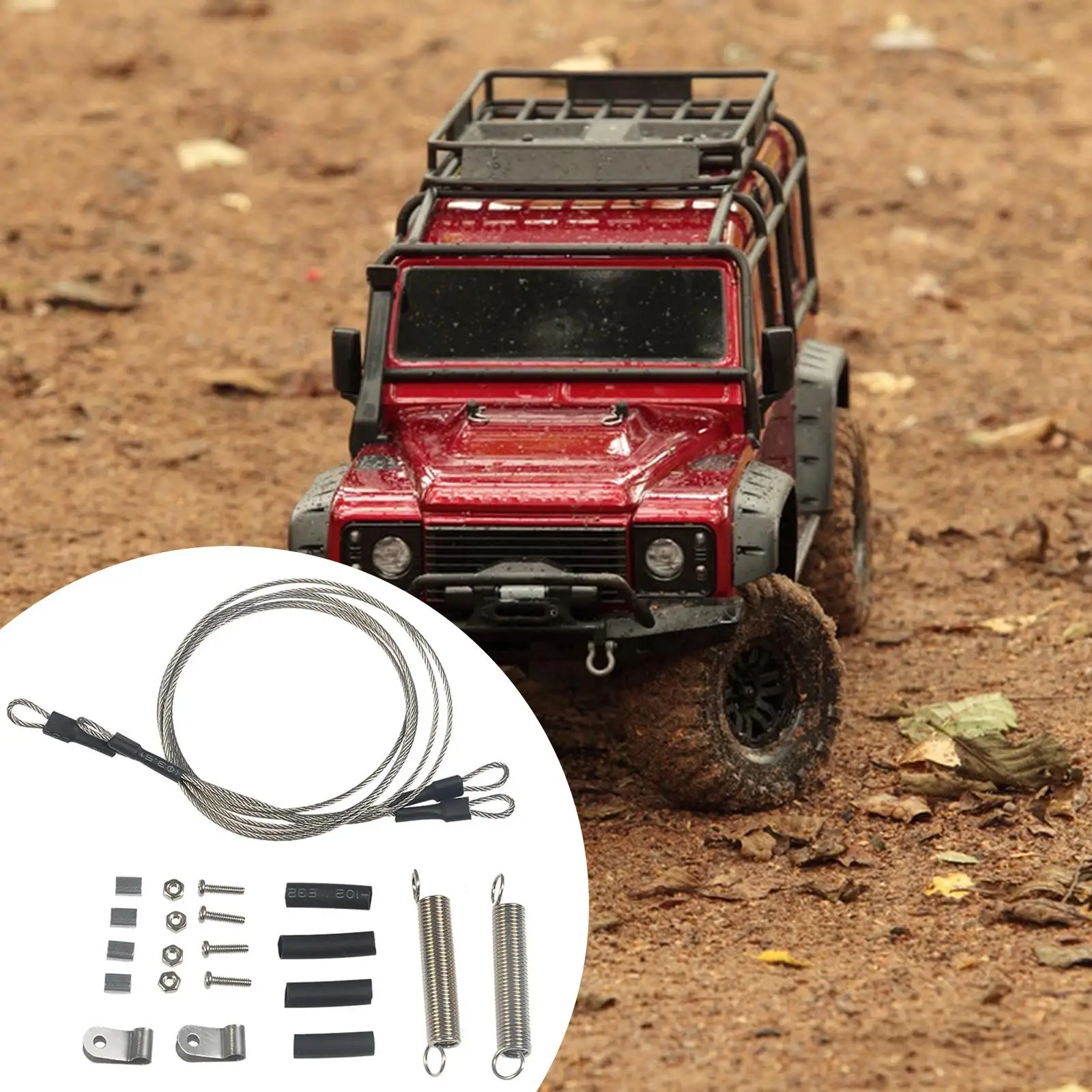 RC Car Limb Riser Cable Steel Rope Complete Set Metal Upgrade for 1.10 RC Crawler Cars Off Road Kit