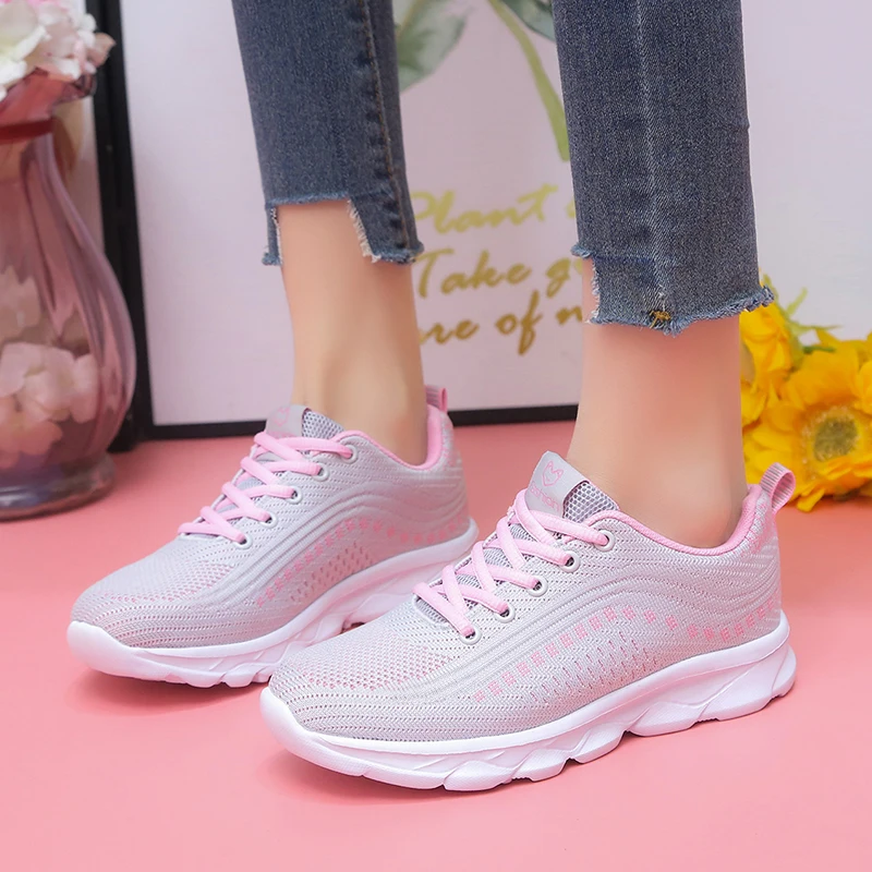 2024 Black Pink Women Marathon Jogging Shoes Breathable Woman Athletic Running Shoes Fitness Gym Sport Walking Sneakers