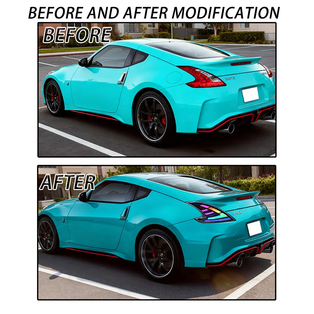 SINDAR Car RGB Taillights Assembly for Nissan 370z 2008-2019 Upgrade Modified LED Projector Tail Lamp Accessories