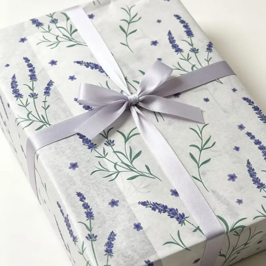 

50 Sheets Lavender Pattern Flower Bouquet Gift Wrapping Paper Handmade DIY Filling Paper Inner Liner Paper for Birthday Party