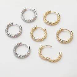 4PCS Simple Round Chain Earrings 14K Gold Plated Brass Ear Stud Jewelry Making Supplies DIY Accessories Components