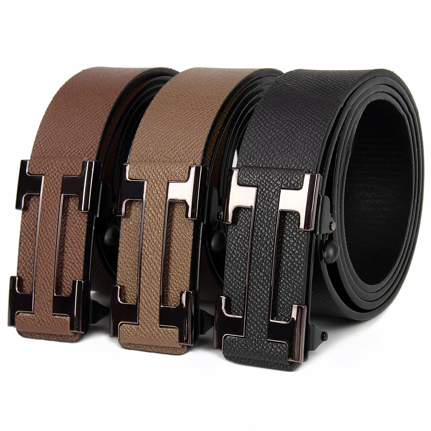 New Men's Headband Leather Automatic Buckle Letter B Pure Cowhide Pants with Business Men's Belt