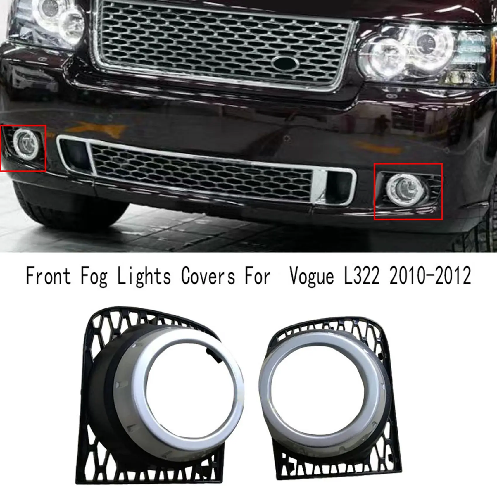 1 Pair Lamp Bezel Covers for Range L322 2010-2012 Front Fog Lights Lamp Frame Ring Cover LR018234 LR018245