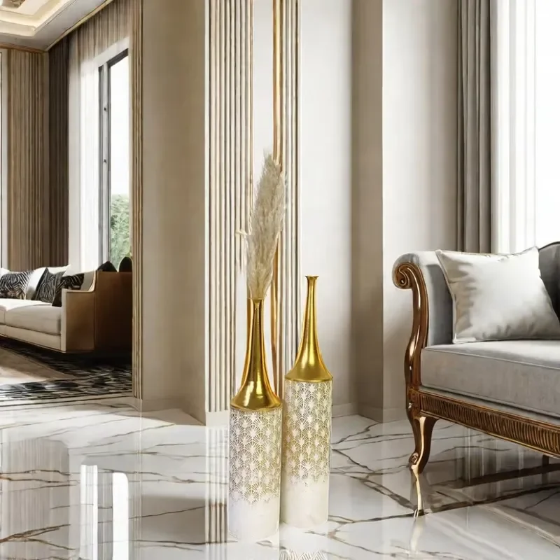 Metal Floor Vase Large Tall Decorative Iron Vase Farmhouse Gold Home Decor Flower Vase Living Room Wedding Wholesale