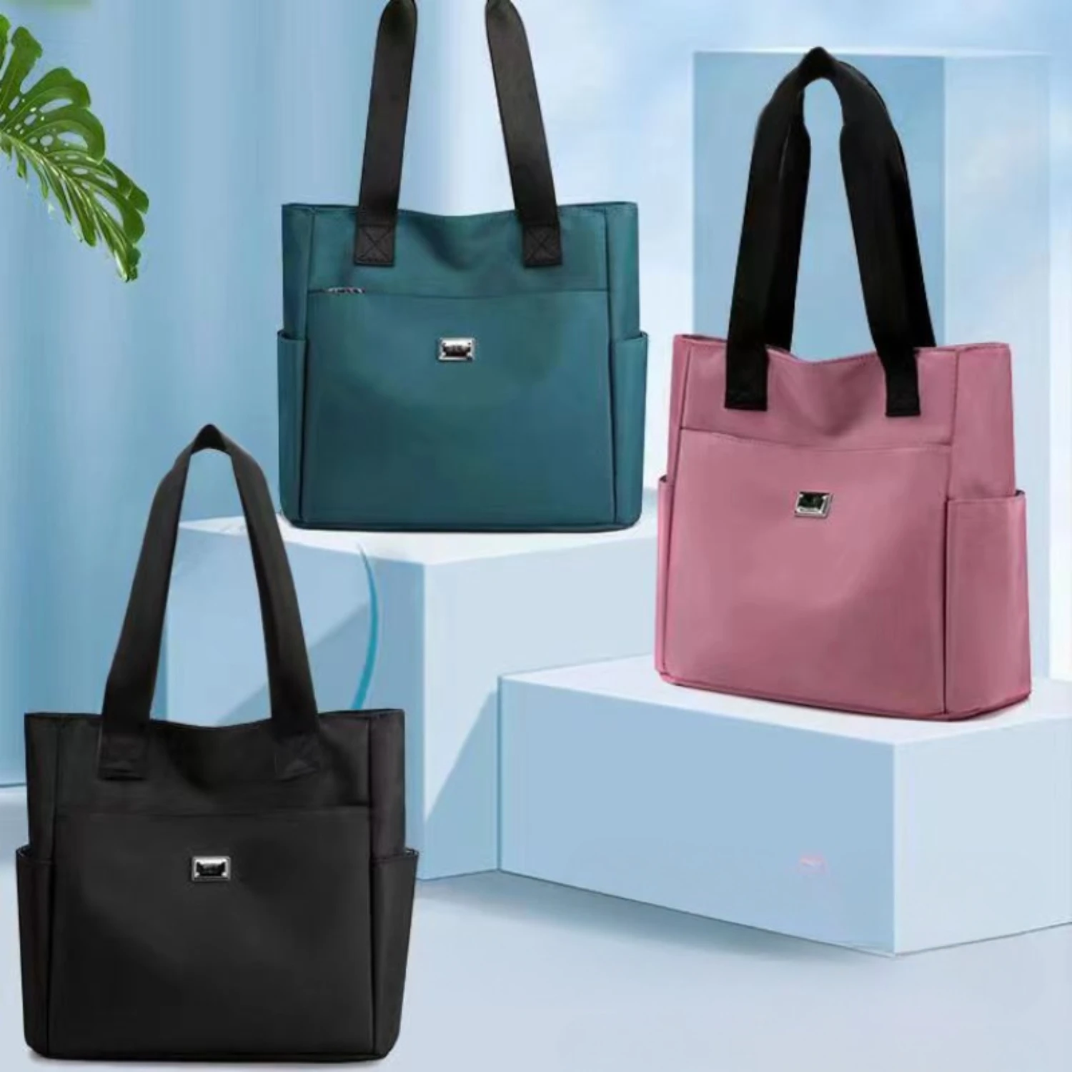 

Fashion Oxford Cloth Tote Bag, Lightweight Shoulder Bag, Simple Multi Pockets Handbag For Going Out