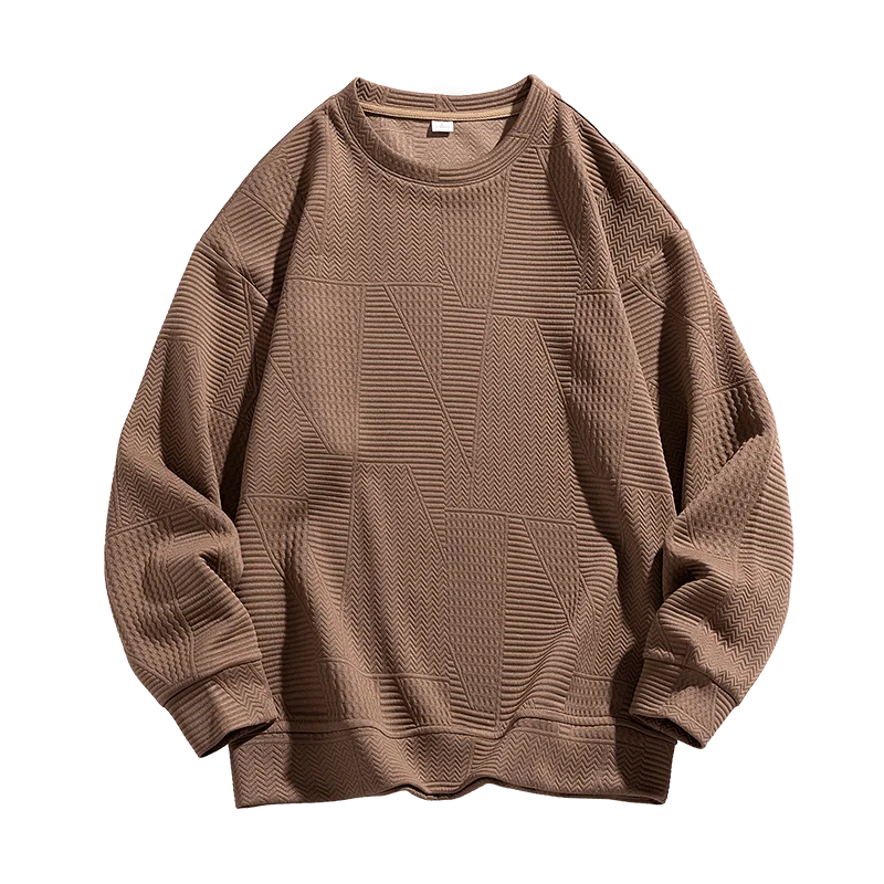 Textured Crewneck Sweatshirts Men Women Oversized Texture Pullover Tops 2024 Long Sleeve Casual Pullover Shirt